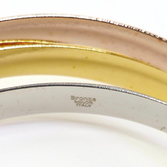 Milor Italy Women's Bronze Tri-Color Plated Interlocked Bangles - Picture 5 of 5